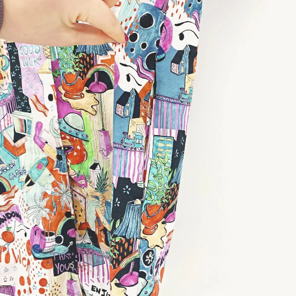 Zara Cartoon Button Up Shirtdress
